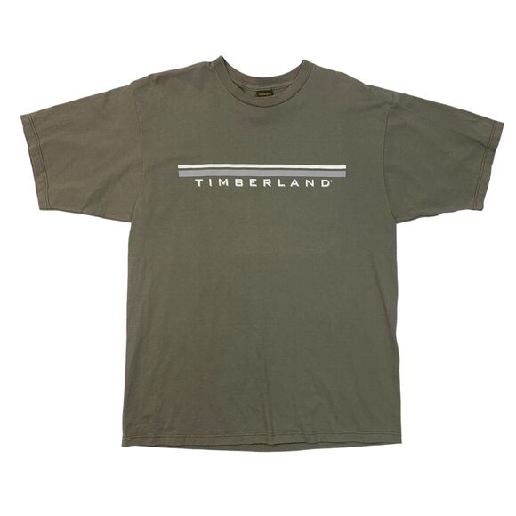 Vintage Timberland T Shirt Mens L Large Ivy Green Cotton Short Sleeve Made USA - Picture 1 of 11